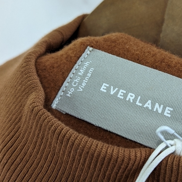 Everlane Sweatshirt Women XS Cocoa The ReNew Mock Neck Fleece Pullover Sweater - Picture 5 of 13